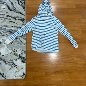Blue and White Striped Hoodie
